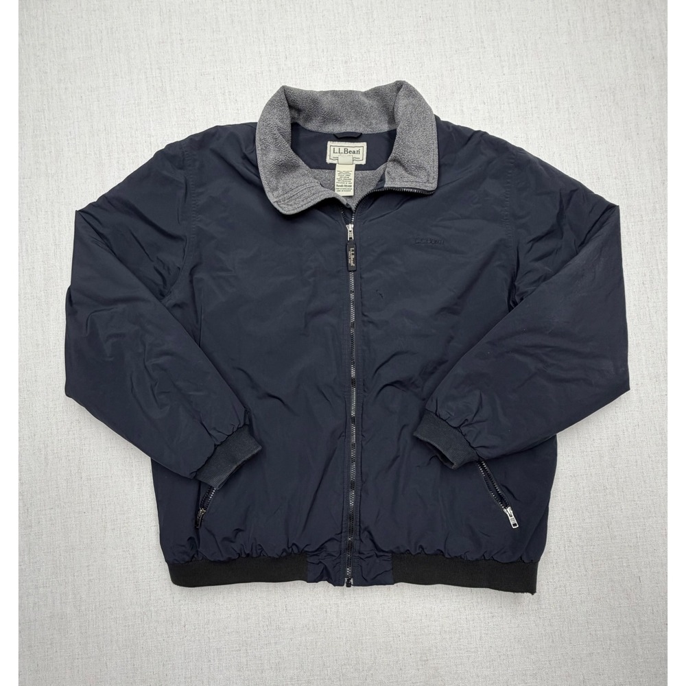 LL Bean Three-Season Jacket Mens XXL Tall Navy Blue Fleece Lined Thinsulate